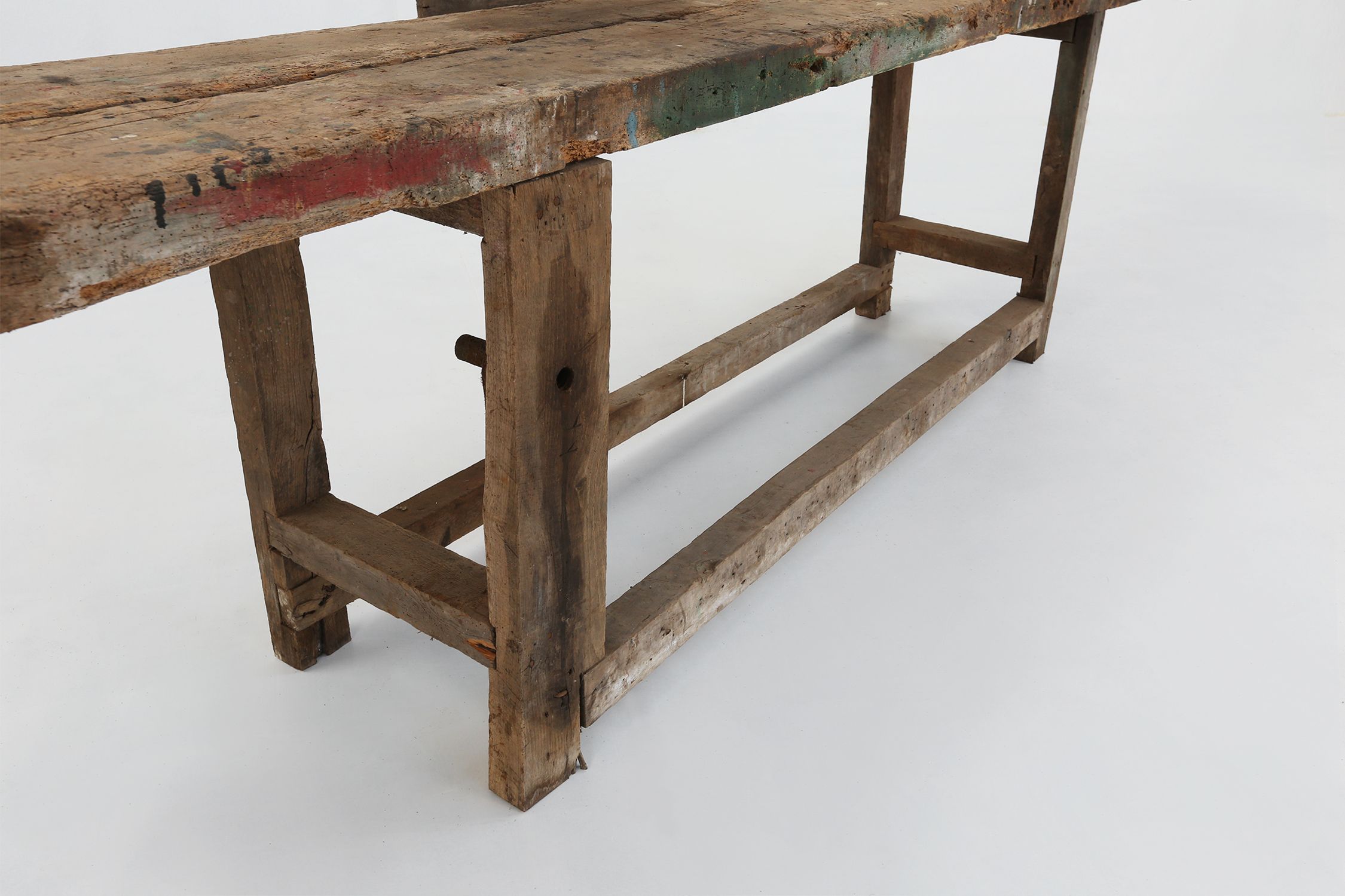 Industrial Oak Workbench with Exceptional Patina, Belgium ca. 1850thumbnail